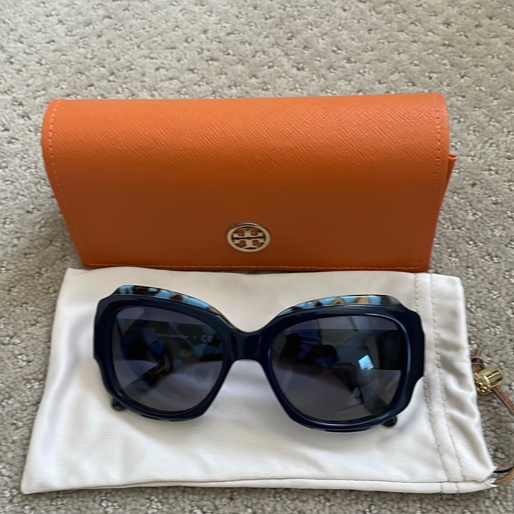 Tory burch blue tortoise shell sunglasses.